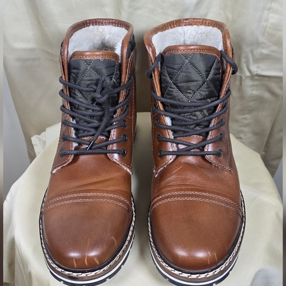 Franco Fortini Brown Leather Lace-Up Boots Size 11.